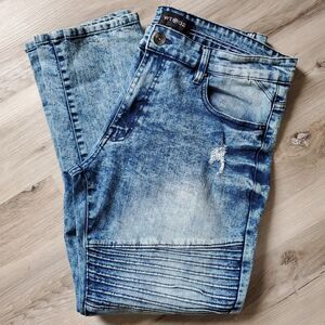 Men's Blue Jeans WT02 Acid Wash Vintage Vibes 36/30 Street Distressed Fashion